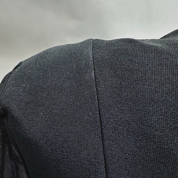 Vintage Caché Blazer Small Black Mesh Sleeves Crystal Buttons 90s Y2K Jacket - Picture 11 of 16